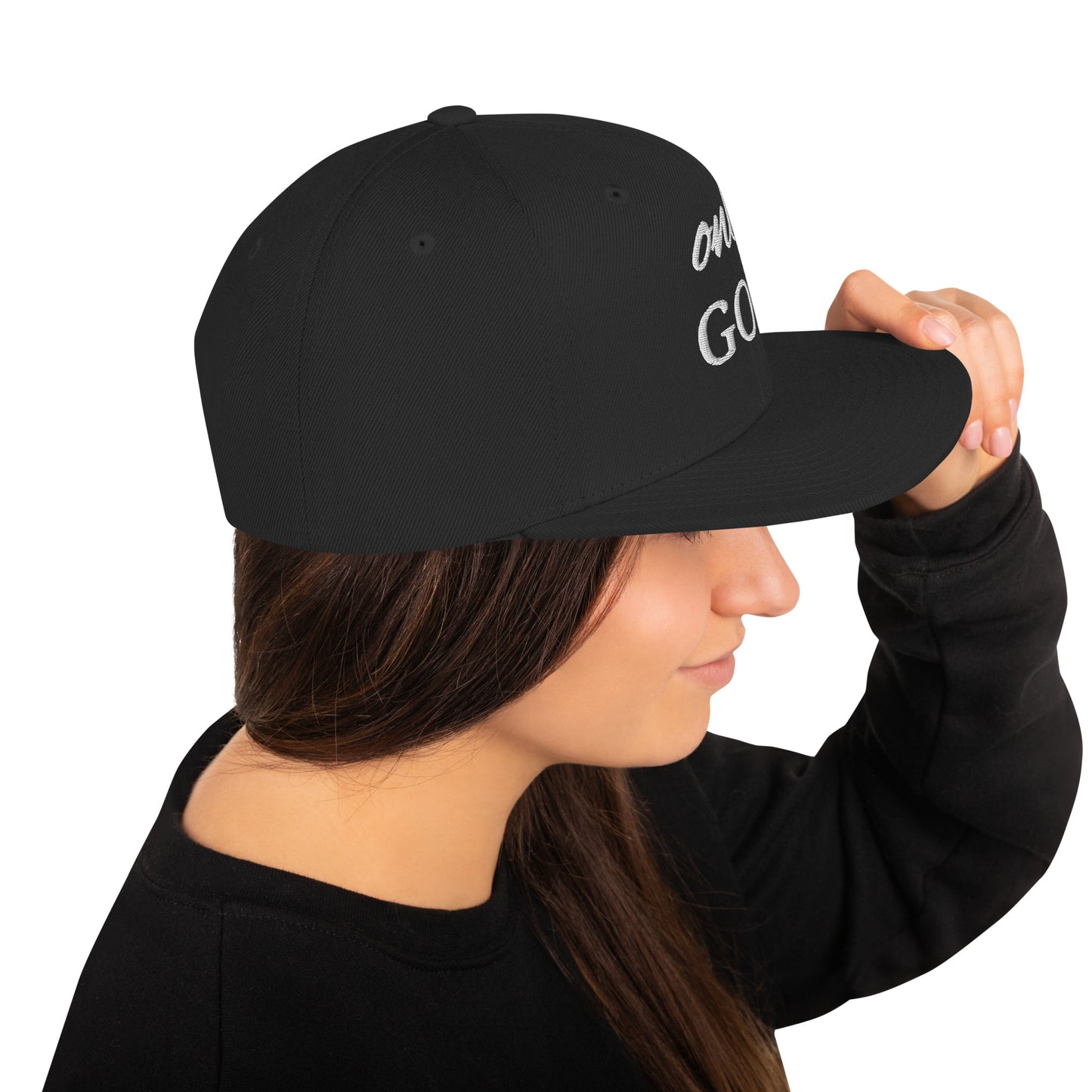 "Snapback hat featuring bold-edge details for a striking, modern look.