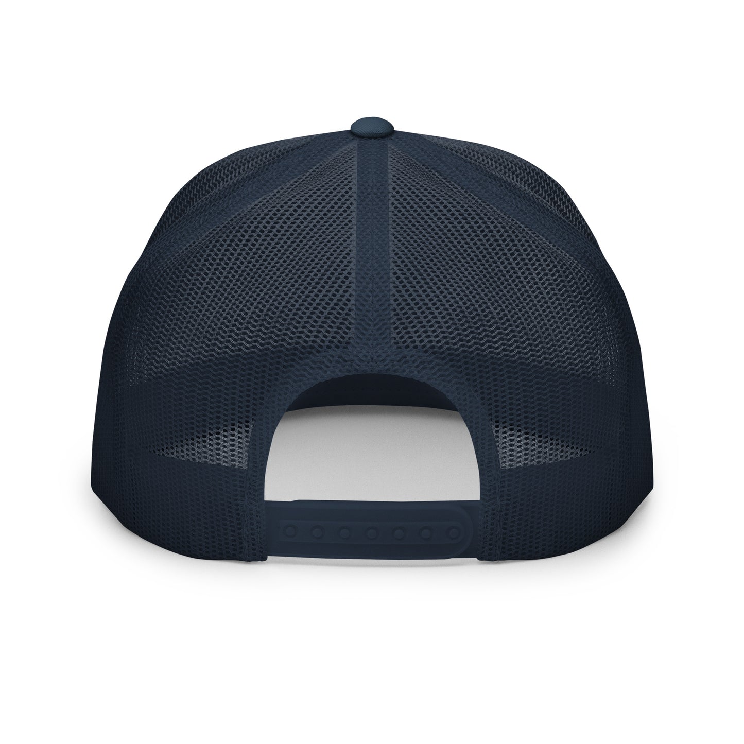 A trucker cap with a signature logo patch on the front panel.