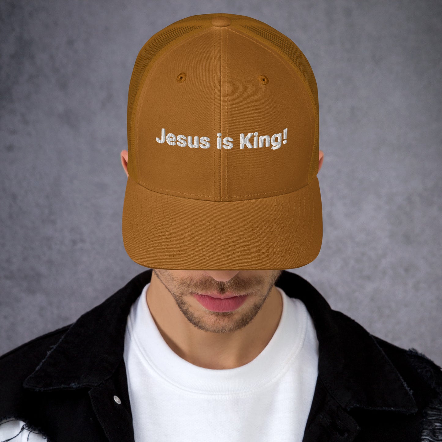 "Classic trucker cap with vintage-inspired details for timeless style."