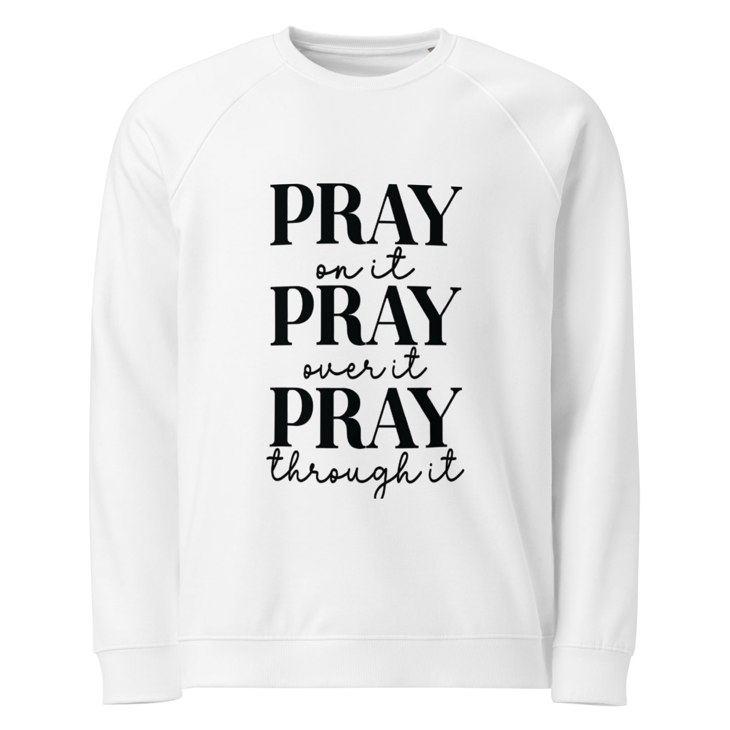 "Sustainable raglan sweatshirt featuring soft organic cotton fabric."