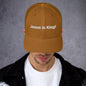 "Classic trucker cap with vintage-inspired details for timeless style."