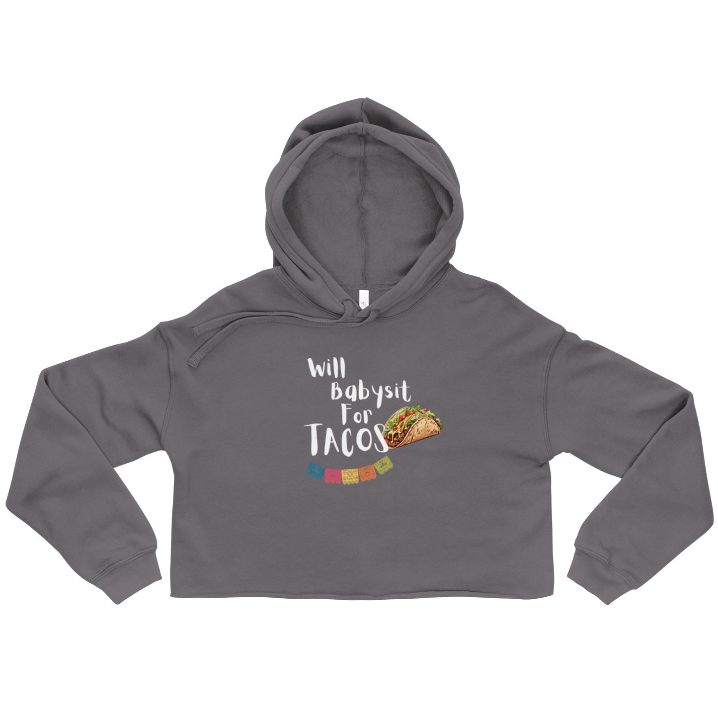 : A cropped hoodie featuring bold graphic prints and vibrant colors.


